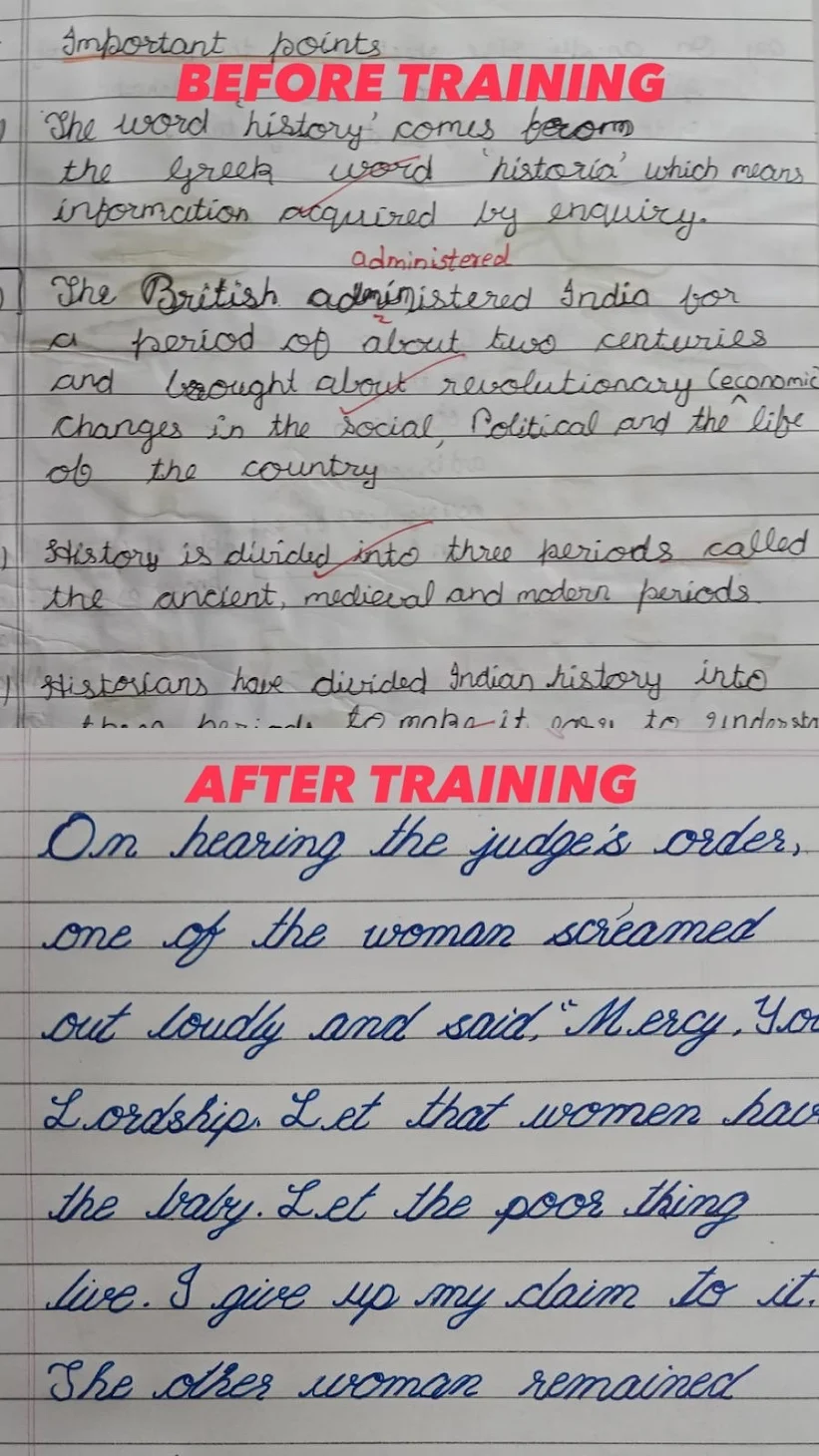 Before and after – Cursive Writing